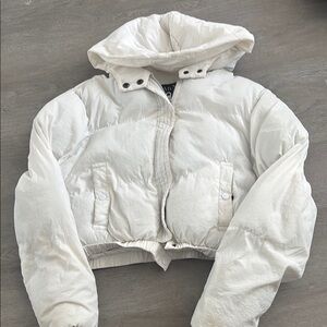 White Puffer Jacket with Hood